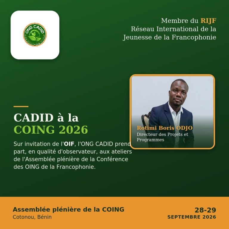 CADID au cœur des réflexions francophones pour une paix durable et des territoires résilients !📍 Cotonou | 28–29 septembre 2026